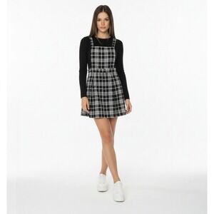 Dangerfield Plaid Pinafore Dress Sz 6 Black White Clueless Chic Schoolgirl
